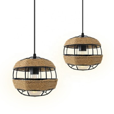 Retro iron art rope light hemp rope pendant for residential