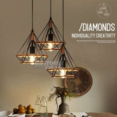 American vintage diamonds shape cage pendant light for restaurant dinning room