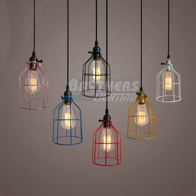 Most popular hot sale vintage bulb light iron cage industrial handing pendant light