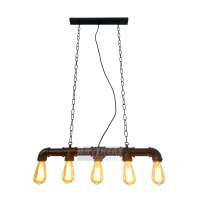 Indoor Creative Rusty Metal Lamp Loft Edison Bulb Wrought Iron Industrial Water Pipe Pendant Light